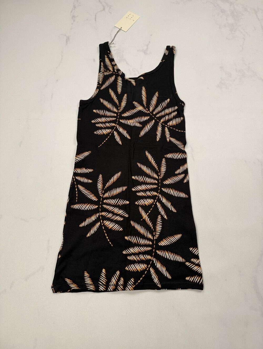 A New Day Printed Mini Tank Black 90s VTG Statement Piece - Womens S